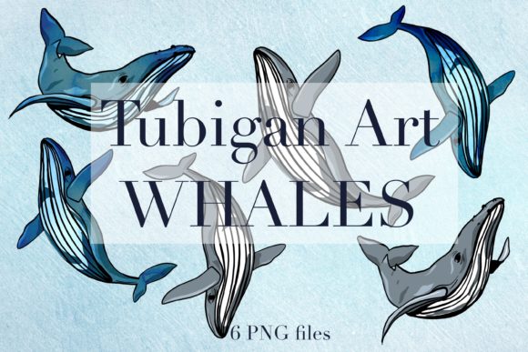 6 Watercolor Whales and Illustrations