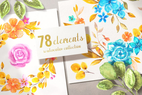 78 Elements - Watercolor Set for Illustrations