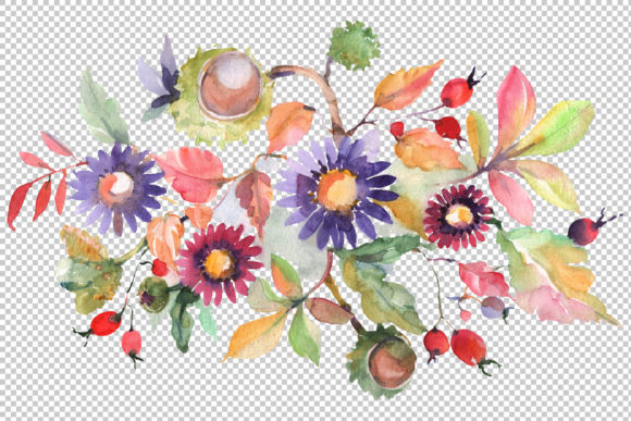 Autumn Bouquet Blossoming Beauty Watercolor Illustrations