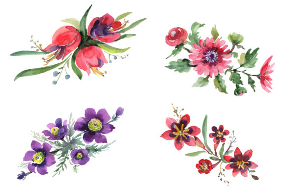 Bouquet April Sun Watercolor Illustrations