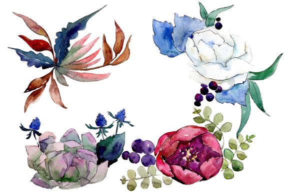 Bouquet Gentle Rustle Watercolor PNG Illustrations
