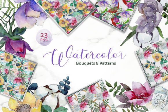 Bouquet of Flowers Vienna Waltz Watercolor Background PNG