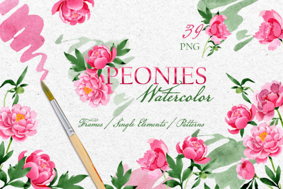 Bouquet of Pink Peony Moment of Joy Watercolor Png