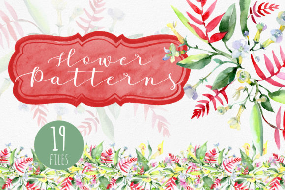 Bouquet Watercolor and Pattern Background Png