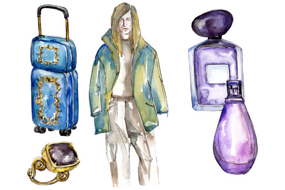 Collection of Cosmetics Fashion Watercolor Png