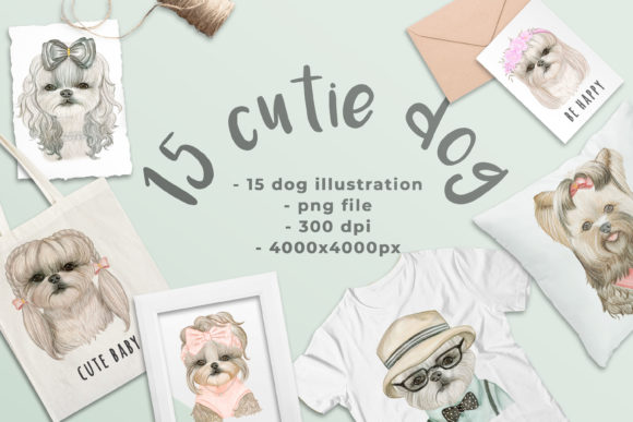 Cute Dog Watercolor Illustration