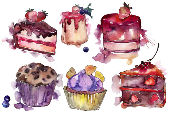Dessert Love Story Watercolor Illustrations