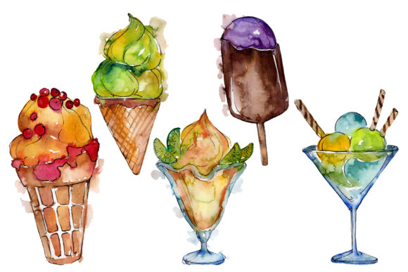 Ice Cream Malvina Watercolor