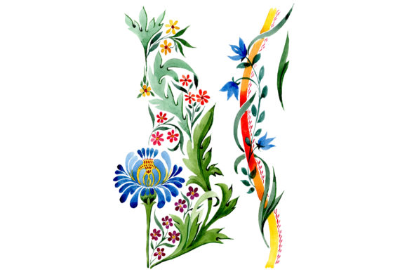 Ornament Floral Riddle Watercolor Illustrations