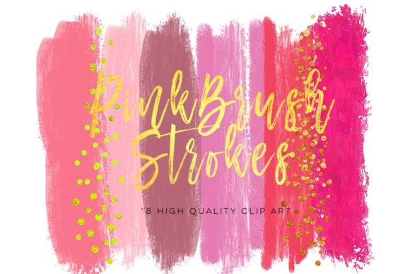 Pink Brush Strokes, Watercolor Pink & Illustrations