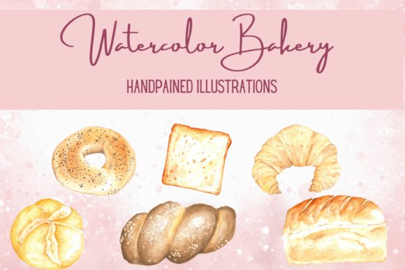 Watercolor Bakery Collection, Croissant