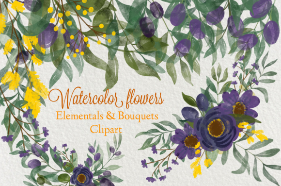 Watercolor Flowers Clip Art and Illustrations