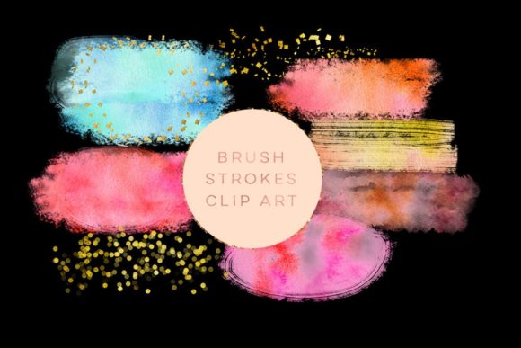 Watercolor Glitter Brushes Stroke Paint Illustrations