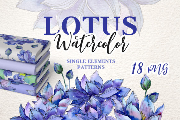 Watercolor Lotus Set and Illustrations