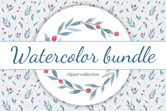 Watercolor Set of Twigs and Red Berries Illustrations