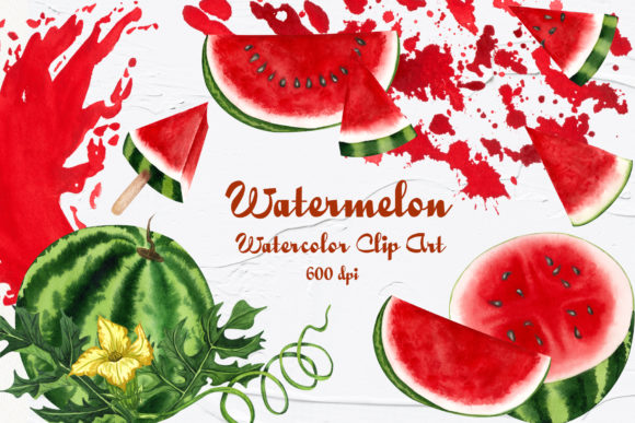 Watermelon Watercolor Clip Art