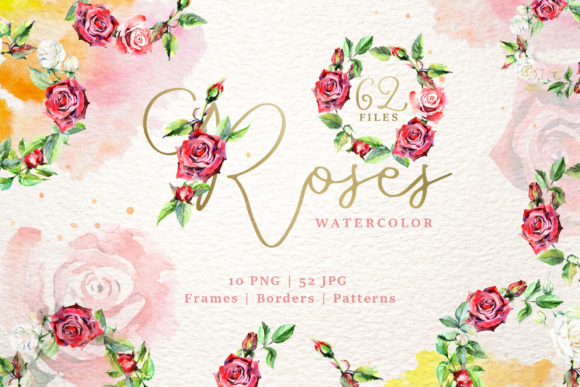 Wonderful Watercolor Red Roses PNG